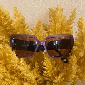 CHANEL Purple Frame Sunglasses with Brown Gradient Lenses